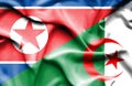 Waving flag of Algeria and North Korea