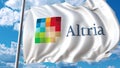 Waving flag with Altria logo. 4K editorial animation