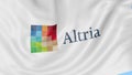 Waving flag with Altria logo. Seamles loop 4K editorial animation