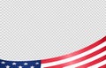 Waving flag of American isolated  on png or transparent  background,Symbols of USA , template for banner,card,advertising ,promote Royalty Free Stock Photo