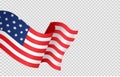 Waving flag of American isolated  on png or transparent background,Symbols of USA , template for banner,card,advertising ,promote Royalty Free Stock Photo