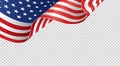 Waving flag of American isolated  on png or transparent  background,Symbols of USA , template for banner,card,advertising ,promote Royalty Free Stock Photo