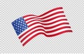 Waving flag of American isolated  on png or transparent  background,Symbols of USA , template for banner,card,advertising ,promote Royalty Free Stock Photo