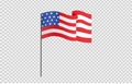 Waving flag of American isolated  on png or transparent  background,Symbols of USA , template for banner,card,advertising ,promote Royalty Free Stock Photo