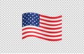 Waving flag of American isolated  on png or transparent background,Symbols of USA , template for banner,card,advertising ,promote Royalty Free Stock Photo