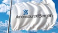 Waving flag with AmerisourceBergen logo. Editoial 3D rendering