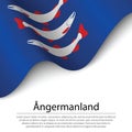 Waving flag of Angermanland is a province of Sweden on white bac