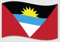 Waving flag of Antigua and Barbuda vector graphic. Waving Antiguan and Barbudan flag illustration. Antigua and Barbuda country Royalty Free Stock Photo