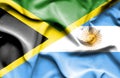 Waving flag of Argentina and Jamaica