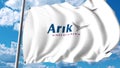 Waving flag with Arik Air logo. 3D rendering Royalty Free Stock Photo
