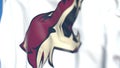 Waving flag with Arizona Coyotes NHL hockey team logo, close-up. Editorial 3D rendering