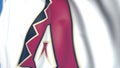 Waving flag with Arizona Diamondbacks team logo, close-up. Editorial loopable 3D animation
