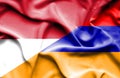 Waving flag of Armenia and Monaco