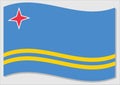 Waving flag of Aruba vector graphic. Waving Aruban flag illustration. Aruba country flag wavin in the wind is a symbol of freedom