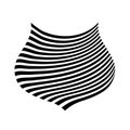 Waving flag as shield with zebra texture. Vest striped with fabric Black and white stripes curved in a bizarre way with waves