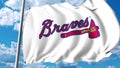 Waving flag with Atlanta Braves professional team logo. Editorial 3D rendering Royalty Free Stock Photo