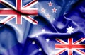 Waving flag of Australia and New Zealand Royalty Free Stock Photo