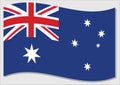 Waving flag of Australia vector graphic. Waving Australian flag illustration. Australia country flag wavin in the wind is a symbol