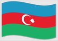 Waving flag of Azerbaijan vector graphic. Waving Azerbaijani flag illustration. Azerbaijan country flag wavin in the wind is a