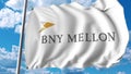 Waving flag with The Bank Of New York Mellon logo. Editoial 3D rendering