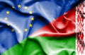 Waving flag of Belarus and EU