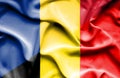 Waving flag of Belgium and Romania
