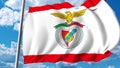 Waving flag with Benfica football team logo. Editorial 3D rendering