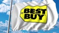 Waving flag with Best Buy logo. Editoial 3D rendering