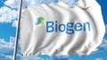 Waving flag with Biogen logo. Editoial 3D rendering Royalty Free Stock Photo