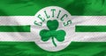 A waving flag of The Boston Celtics, an American professional basketball team.