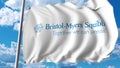 Waving flag with Bristol-Myers Squibb logo. Editoial 3D rendering