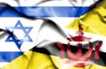 Waving flag of Brunei and Israel