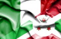 Waving flag of Burundi and Italy