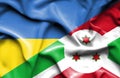 Waving flag of Burundi and Ukraine