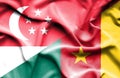 Waving flag of Cameroon and Singapore