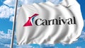 Waving flag with Carnival Cruise Line logo. Editoial 3D rendering