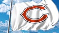 Waving flag with Chicago Bears professional team logo. Editorial 3D rendering