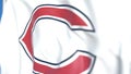 Waving flag with Chicago Bears team logo, close-up. Editorial 3D rendering
