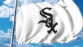Waving flag with Chicago White Sox professional team logo. Editorial 3D rendering