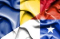 Waving flag of Chile and Romania