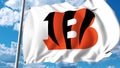 Waving flag with Cincinnati Bengals professional team logo. Editorial 3D rendering Royalty Free Stock Photo