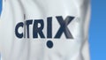 Waving flag with Citrix Systems logo, close-up. Editorial 3D rendering Royalty Free Stock Photo