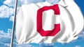 Waving flag with Cleveland Indians professional team logo. Editorial 3D rendering