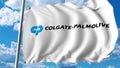 Waving flag with Colgate-Palmolive logo. Editoial 3D rendering