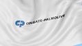 Waving flag with Colgate-Palmolive logo. Seamles loop 4K editorial animation