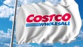 Waving flag with Costco logo. Editoial 3D rendering
