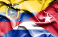 Waving flag of Cuba and Ecuador Royalty Free Stock Photo