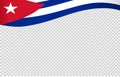 Waving flag of Cuba isolated  on png or transparent  background,Symbol of Cuba,template for banner,card,advertising ,promote, Royalty Free Stock Photo