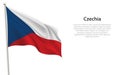 Waving flag of Czechia on white background. Template for independence day