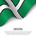 Waving flag of Devon is a county of England on white background. Royalty Free Stock Photo